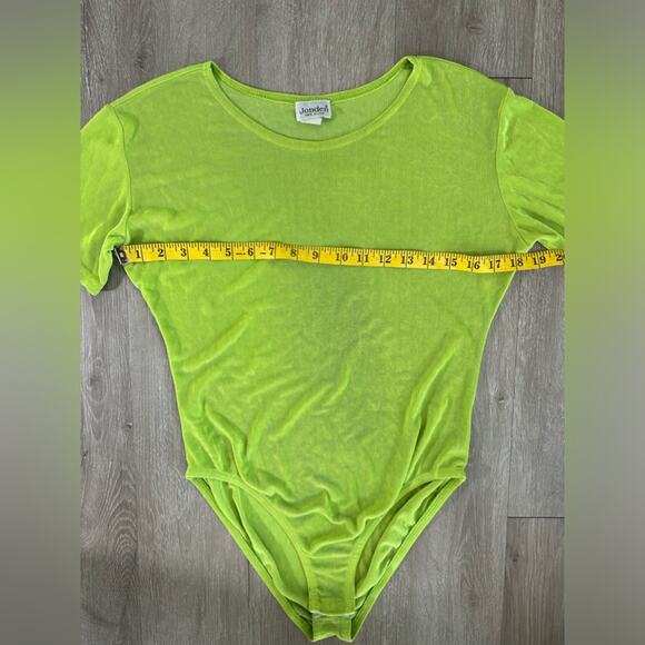 Large- stretchy - short sleeve- body suit - retro made in USA- green lime retro - Picture 2 of 8